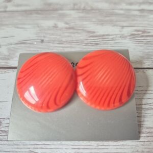 Vintage 1980s Red Lucite Button Earrings